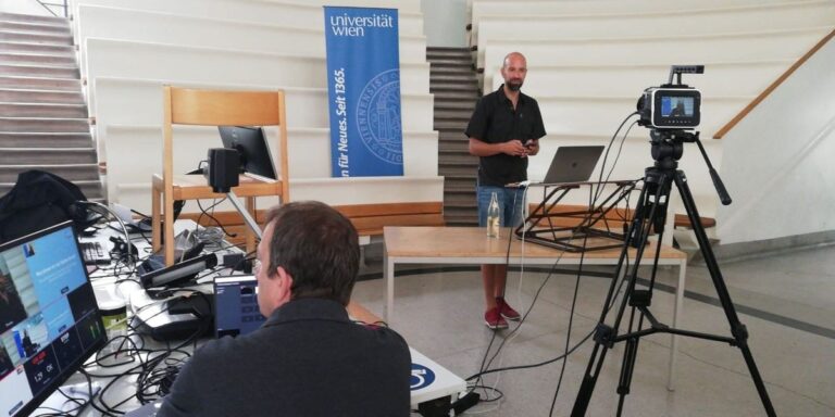 Video shoot in the lecture hall at the University of Vienna