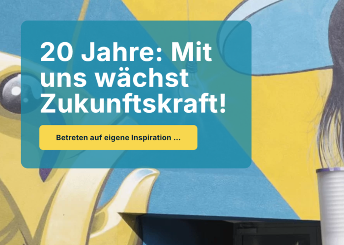 20 Jahre: Mit uns wächst Zukunftskraft!, Screenshot Webseite Kinder- und Jugendbüro der Universität Wien